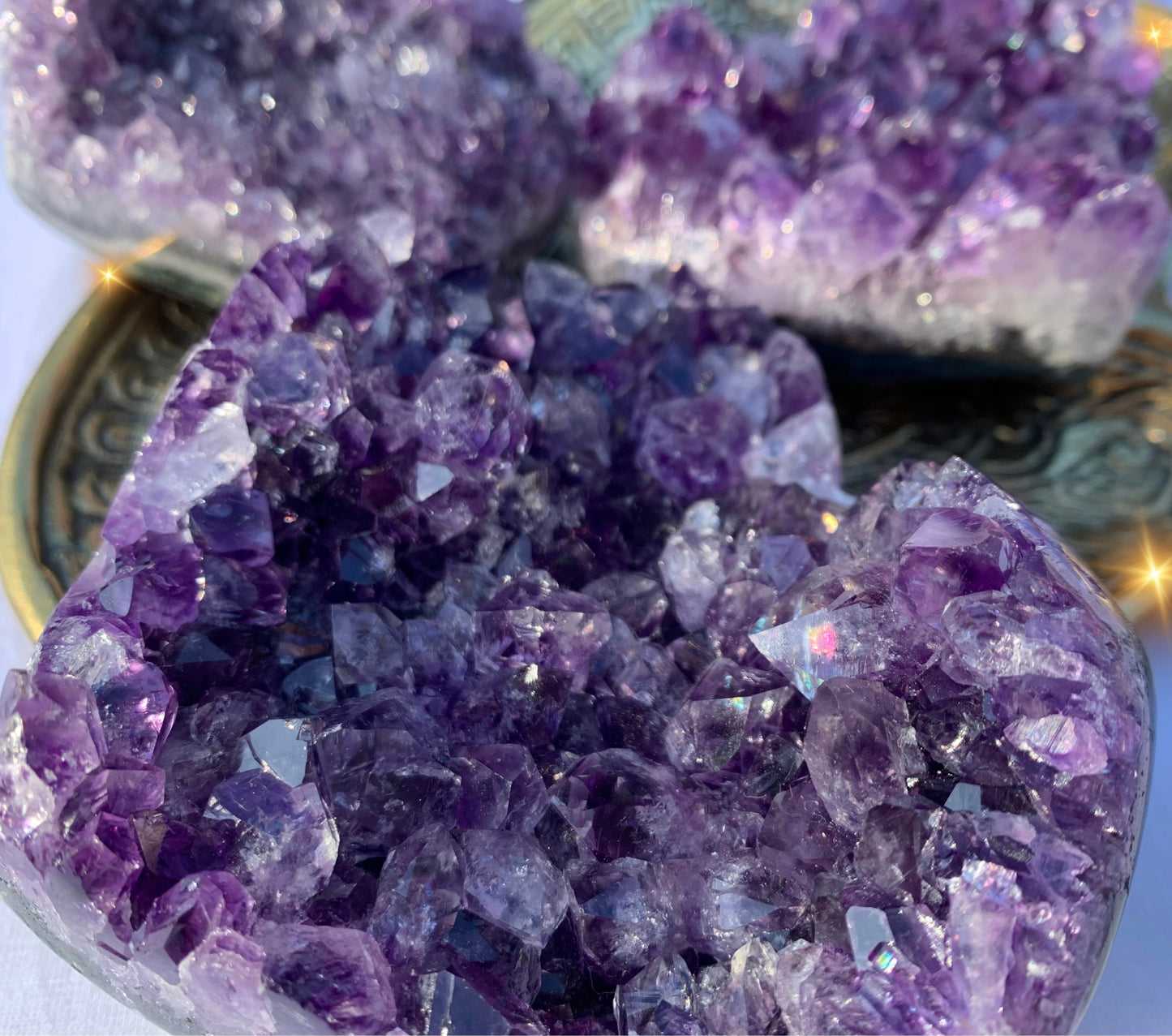 Natural Amethyst Crystal Cluster Heart