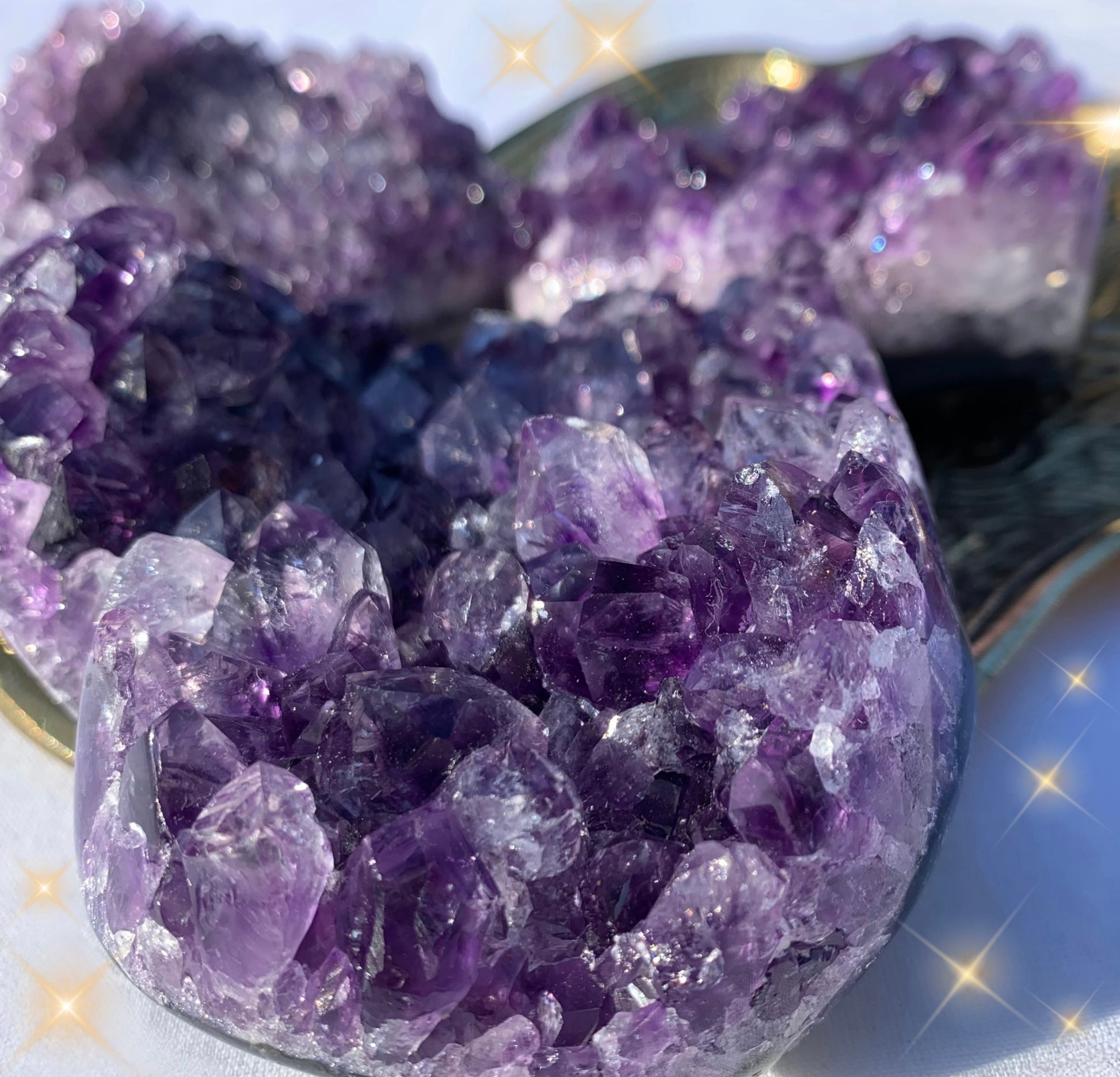 Natural Amethyst Crystal Cluster Heart