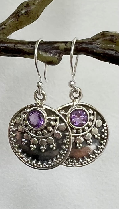 Amethyst Sterling Silver Crystal Earrings