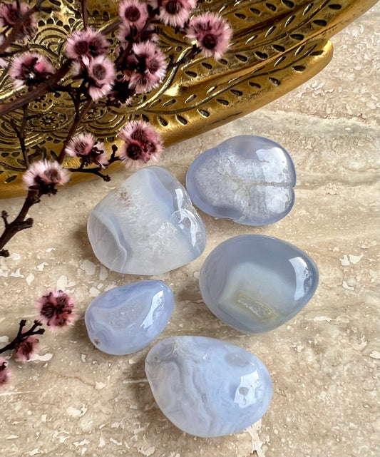 Natural Blue Chalcedony Crystal Tumble