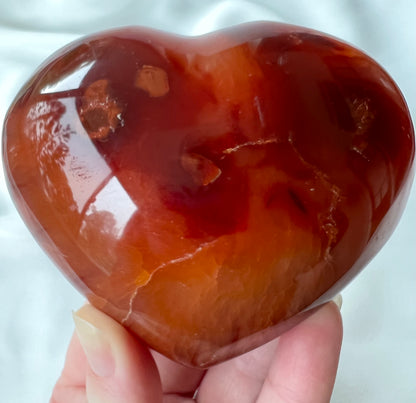 Large Premium Natural Carnelian Crystal Heart Carving