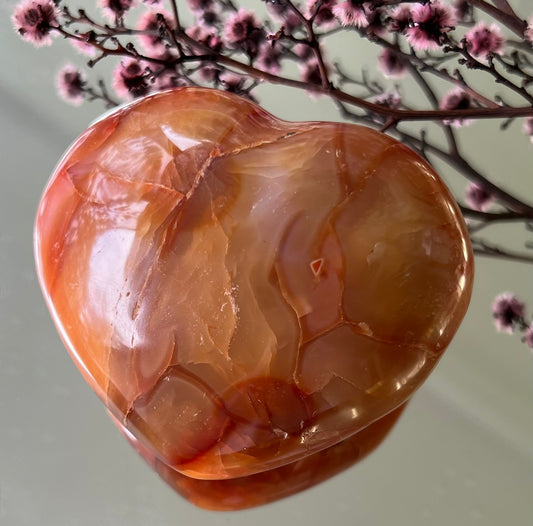 Natural Carnelian Crystal Puffy Heart Carving