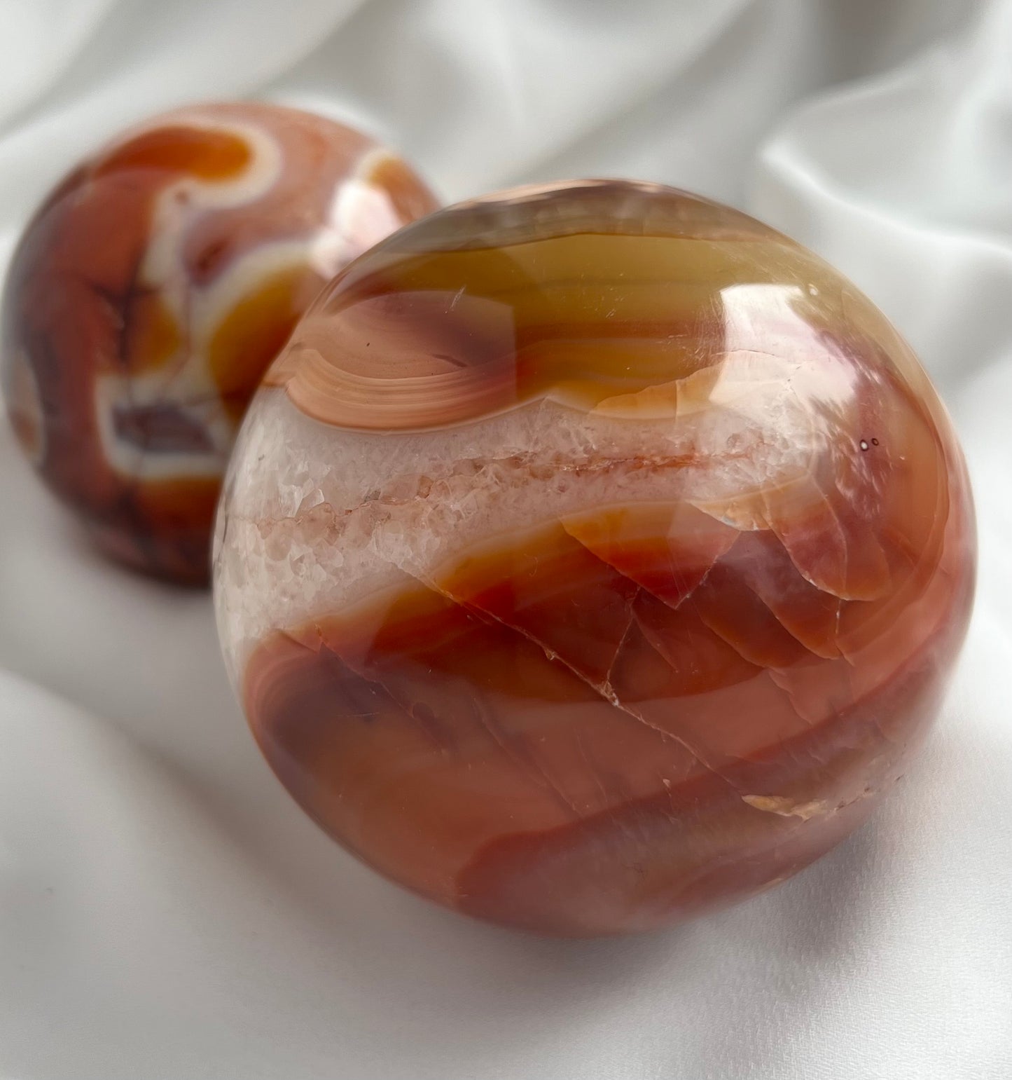 Large Natural Carnelian Sphere Carving