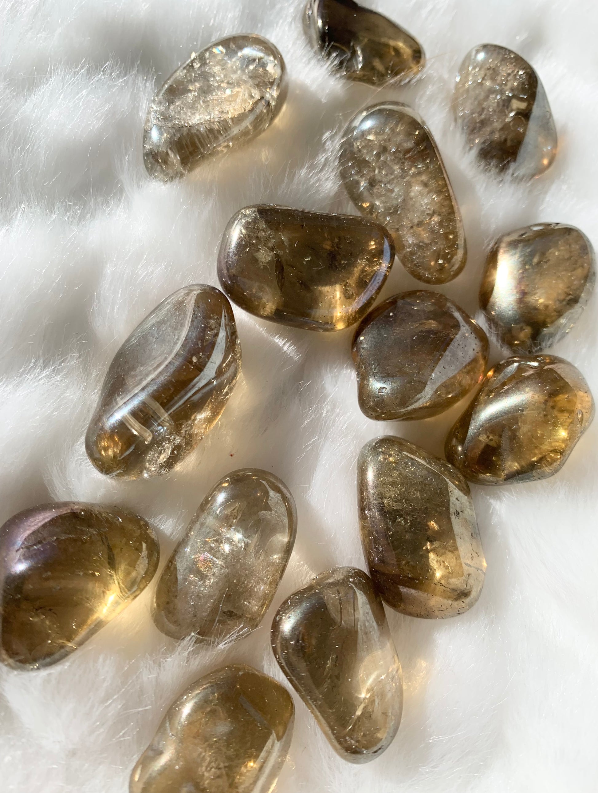 Champagne Aura Smoky Quartz Crystal Tumble