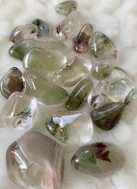 Chlorite Inclusions in Quartz Polished Crystal Tumble