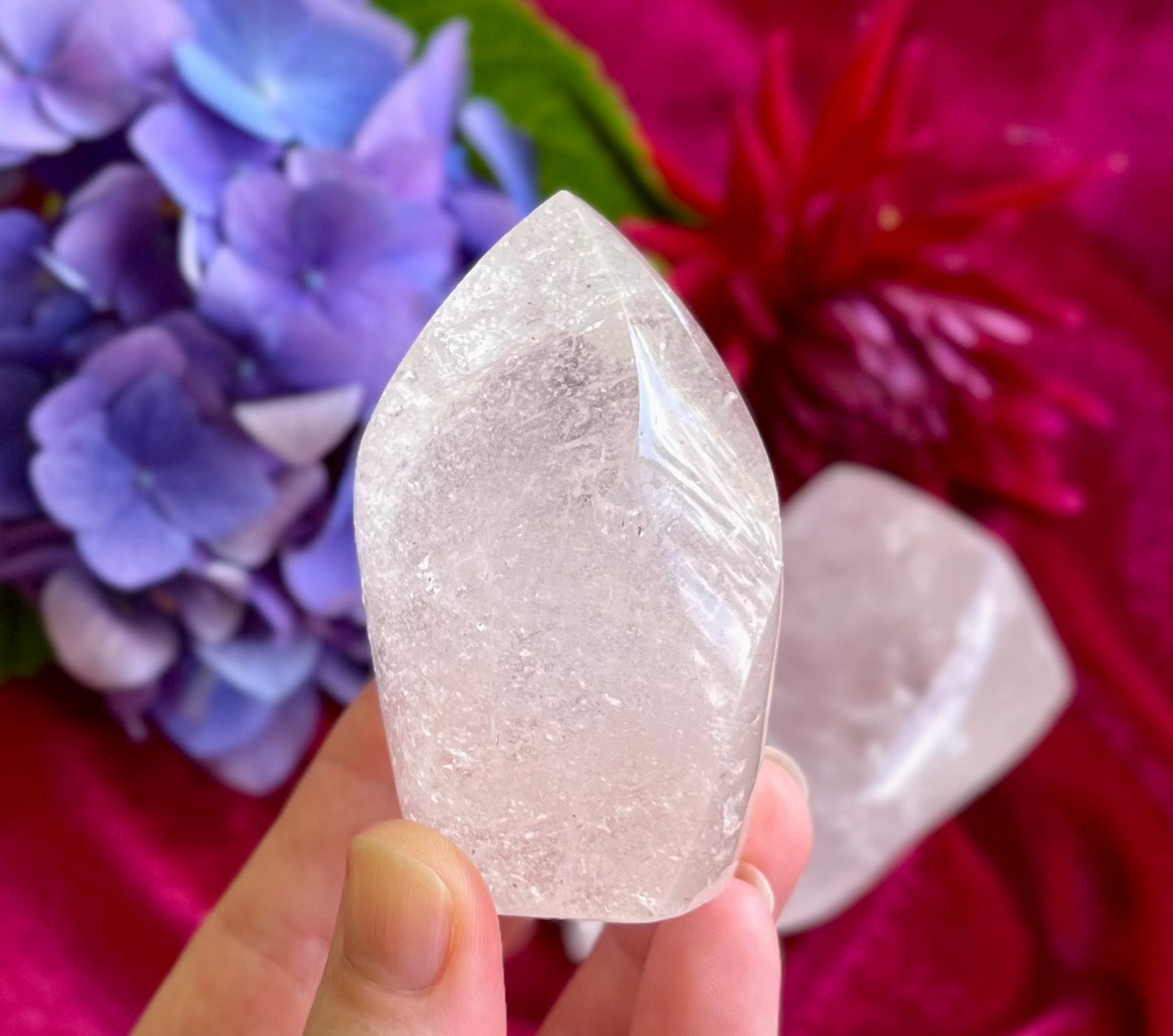 Clear Quartz Crystal Flame Carving