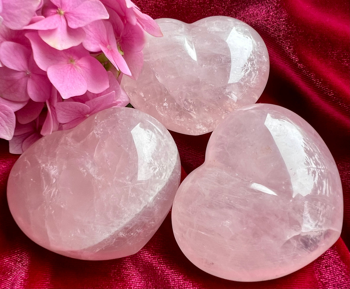 Rose Quartz Crystal Heart Carvings