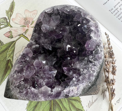 Natural Dark Purple Amethyst Geode Cluster