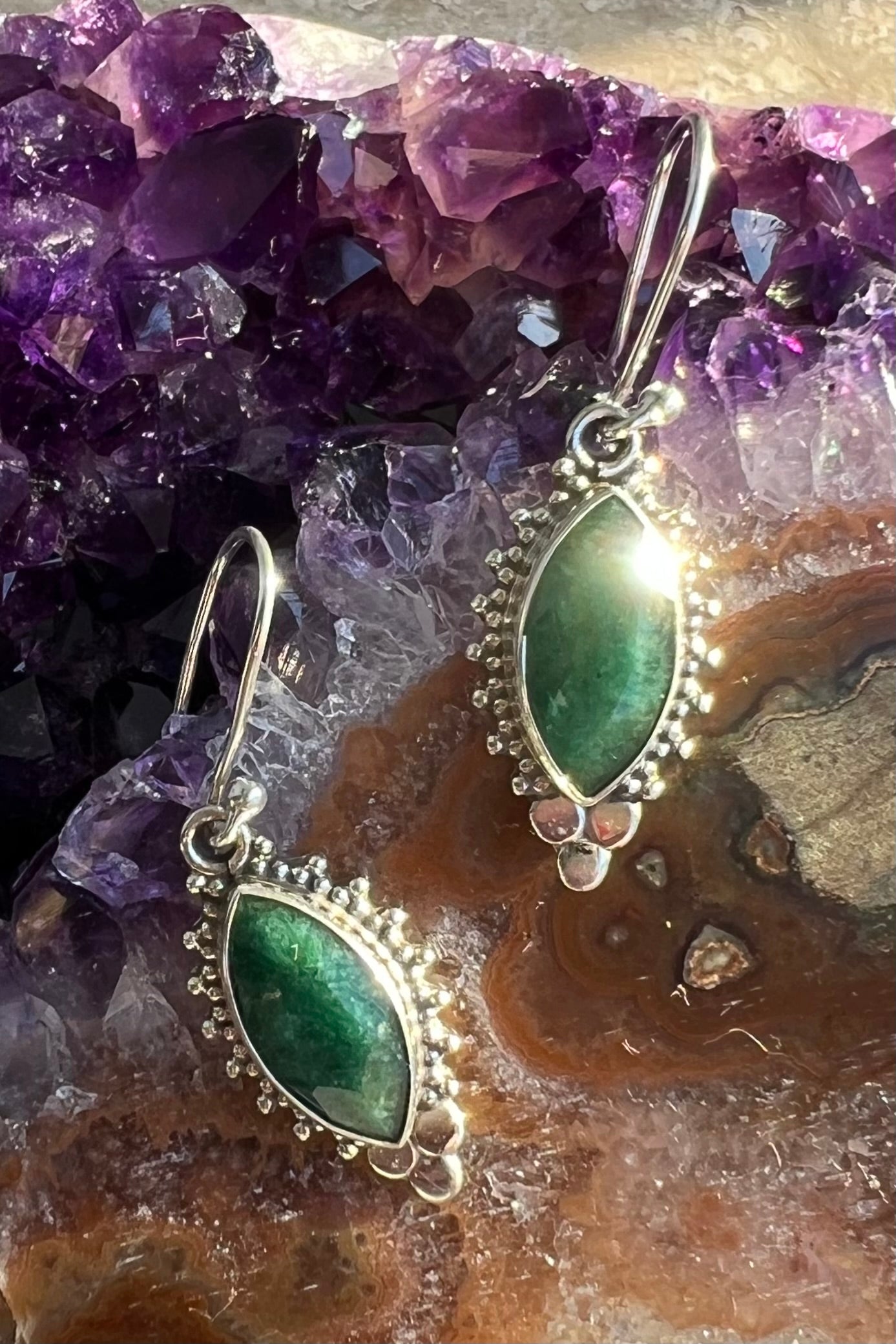 Sterling Silver Emerald Crystal Earrings