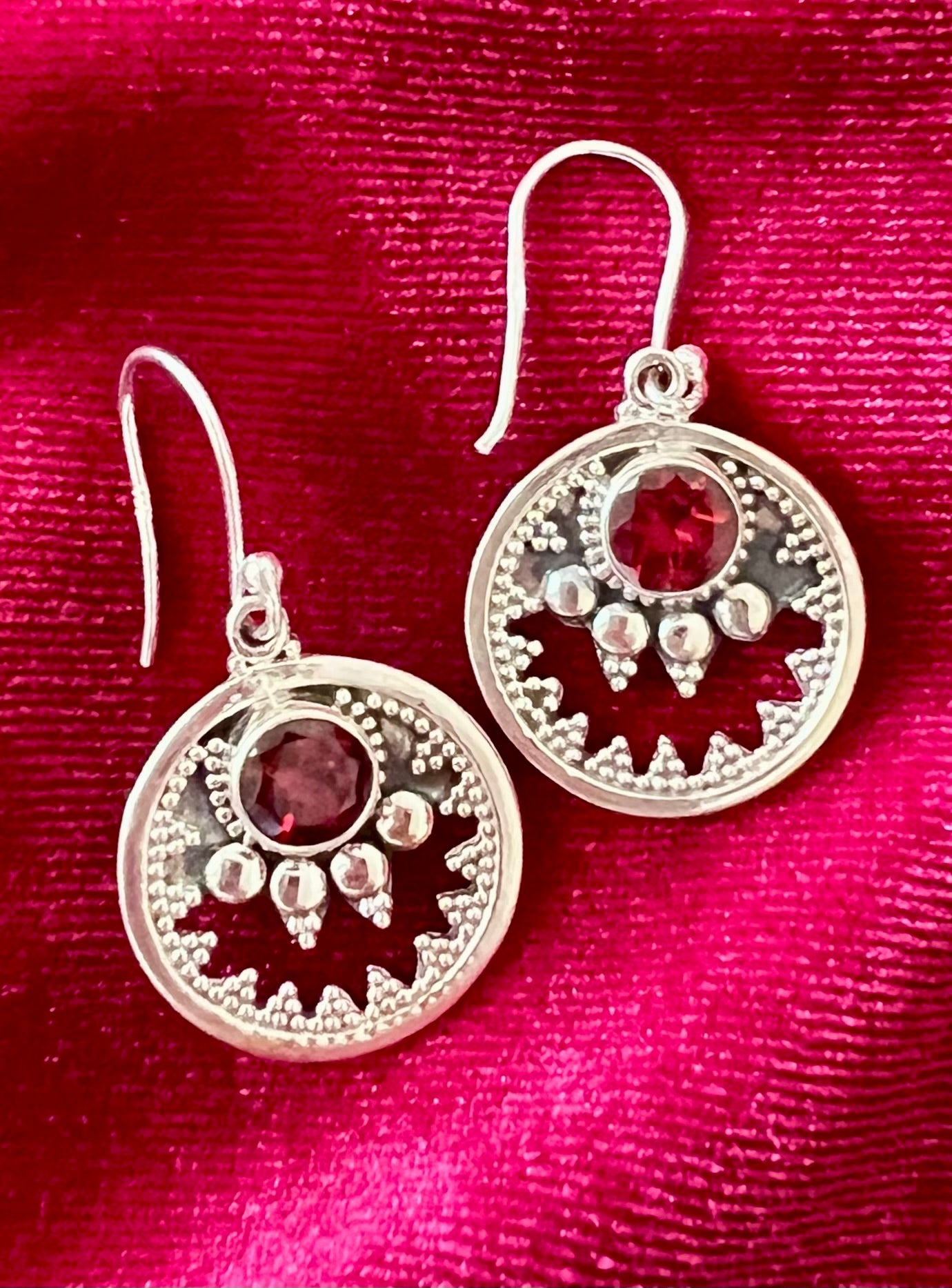 Almandine Garnet Sterling Silver Crystal Earrings