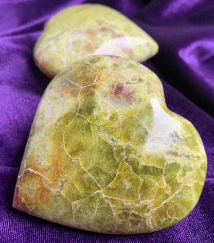 Natural Green Opal Crystal Heart Carving