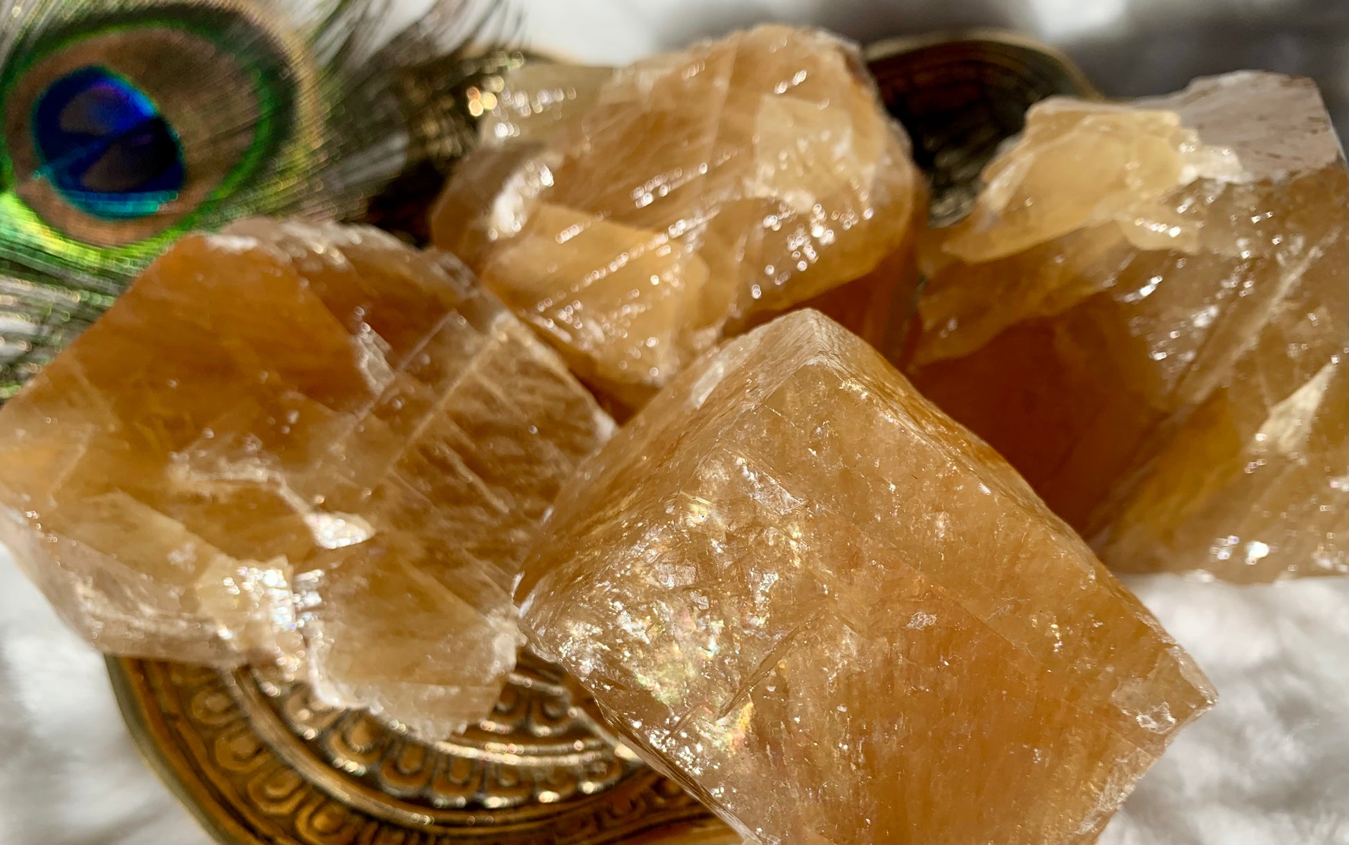 Honey Calcite Crystal Raw Chunks