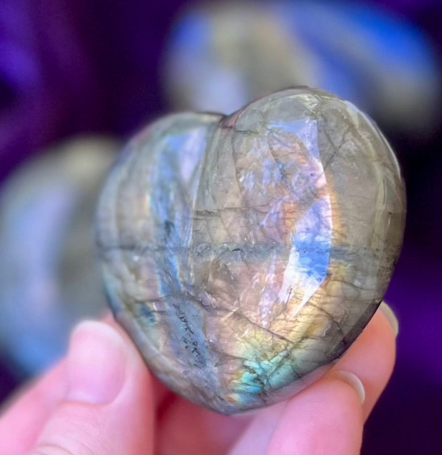 Labradorite Crystal Heart Carving