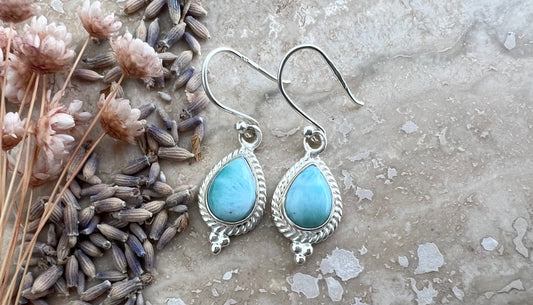 Larimar Crystal Sterling Silver Earrings