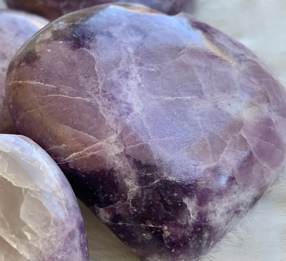 Lepidolite Crystal Heart Shape Carving