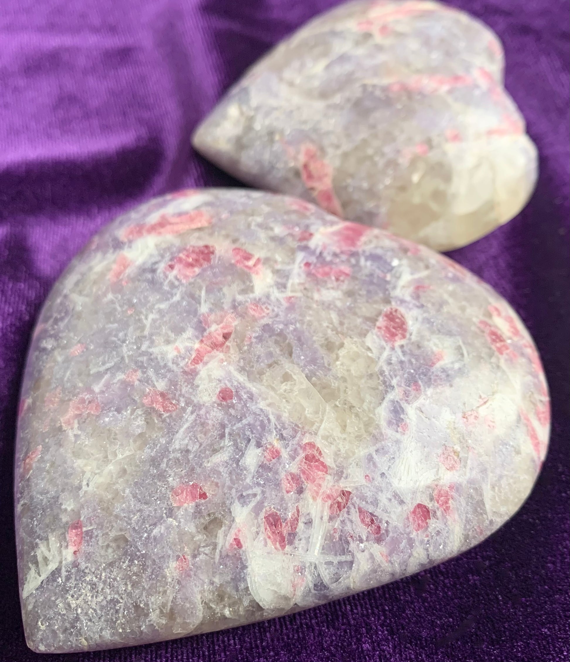 Lepidolite Pink Tourmaline Crystal Heart Carving