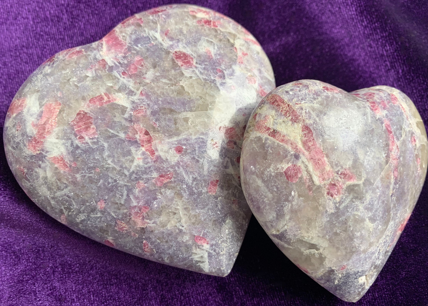 Lepidolite Pink Tourmaline Crystal Heart Carving