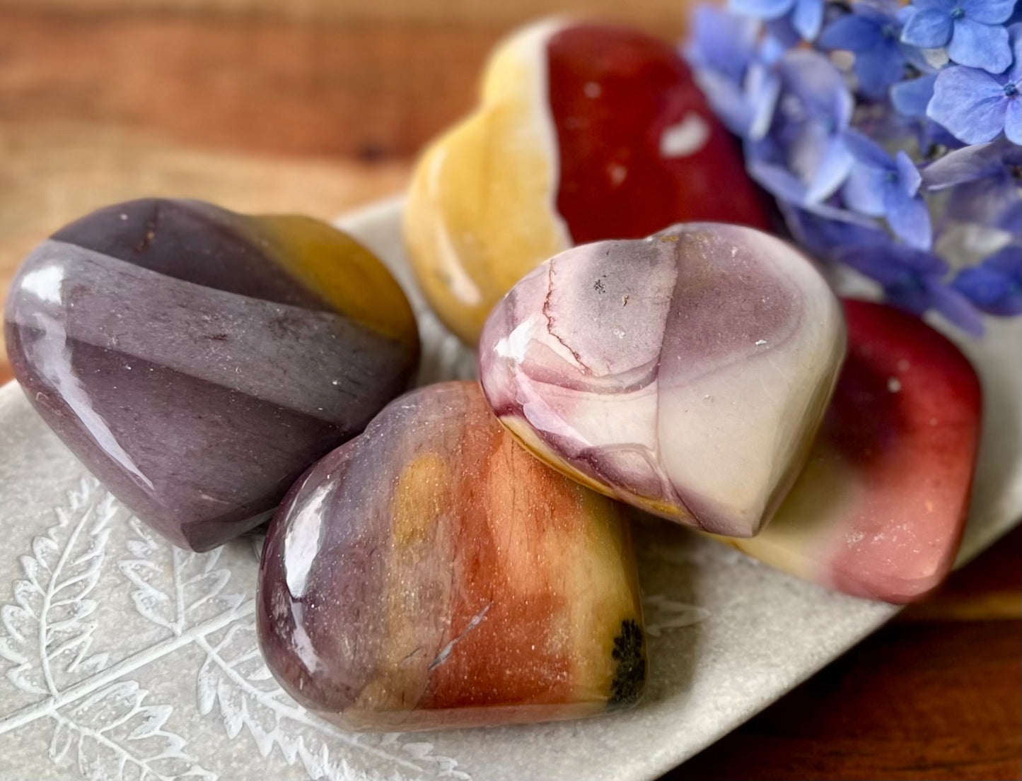 Mookaite Jasper Crystal Heart Shape Carvings