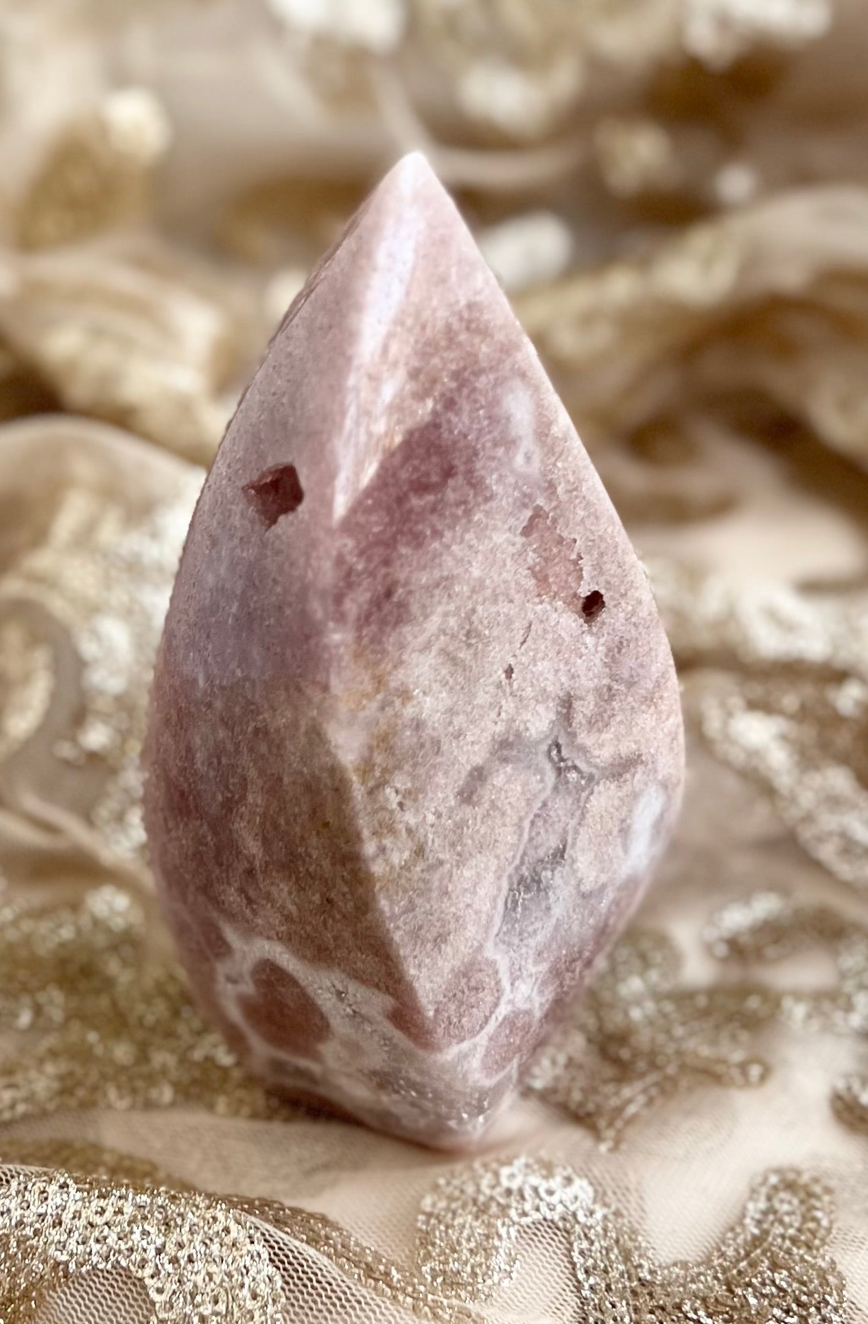 Pink Amethyst Crystal Flame Carving