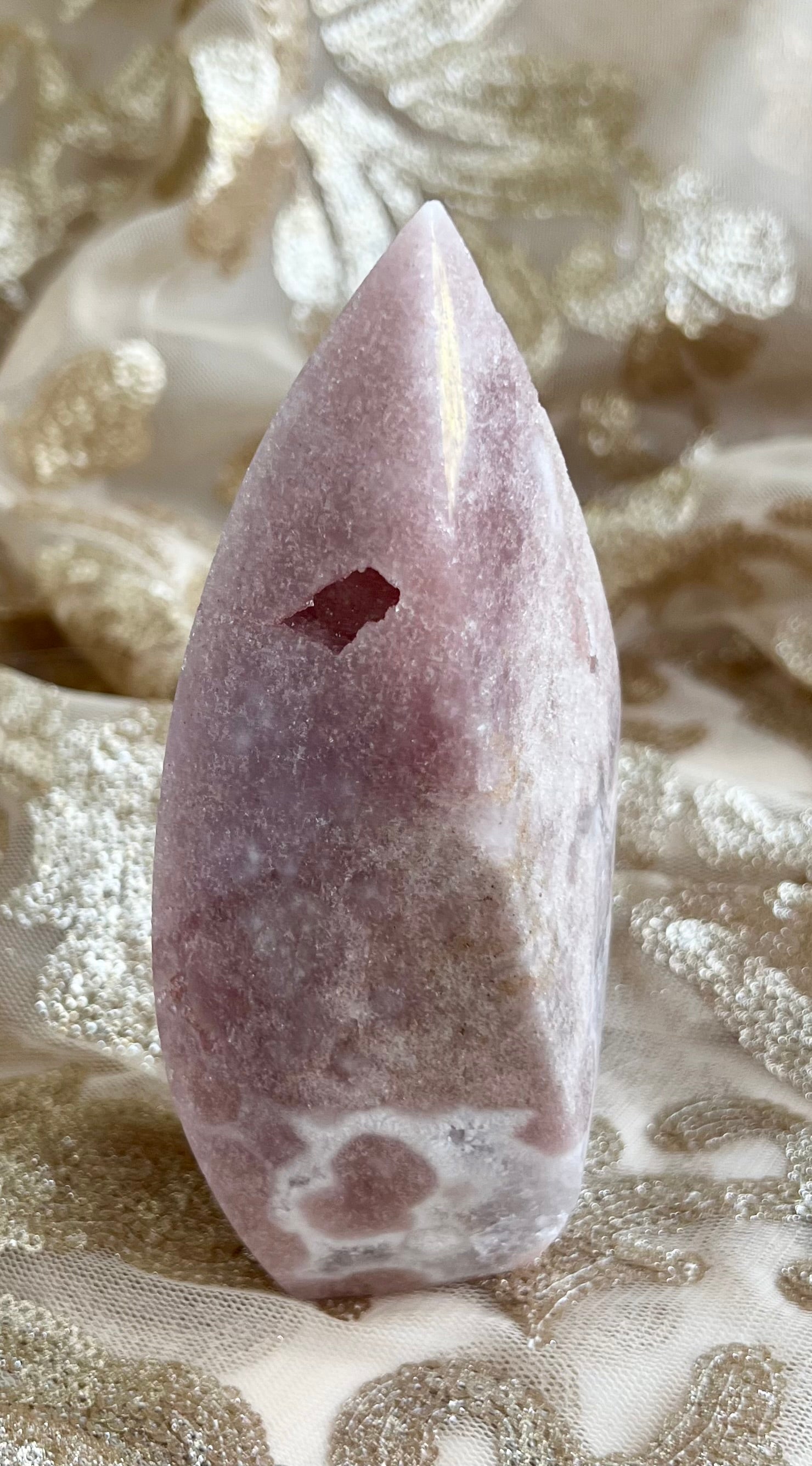 Pink Amethyst Crystal Flame Carving