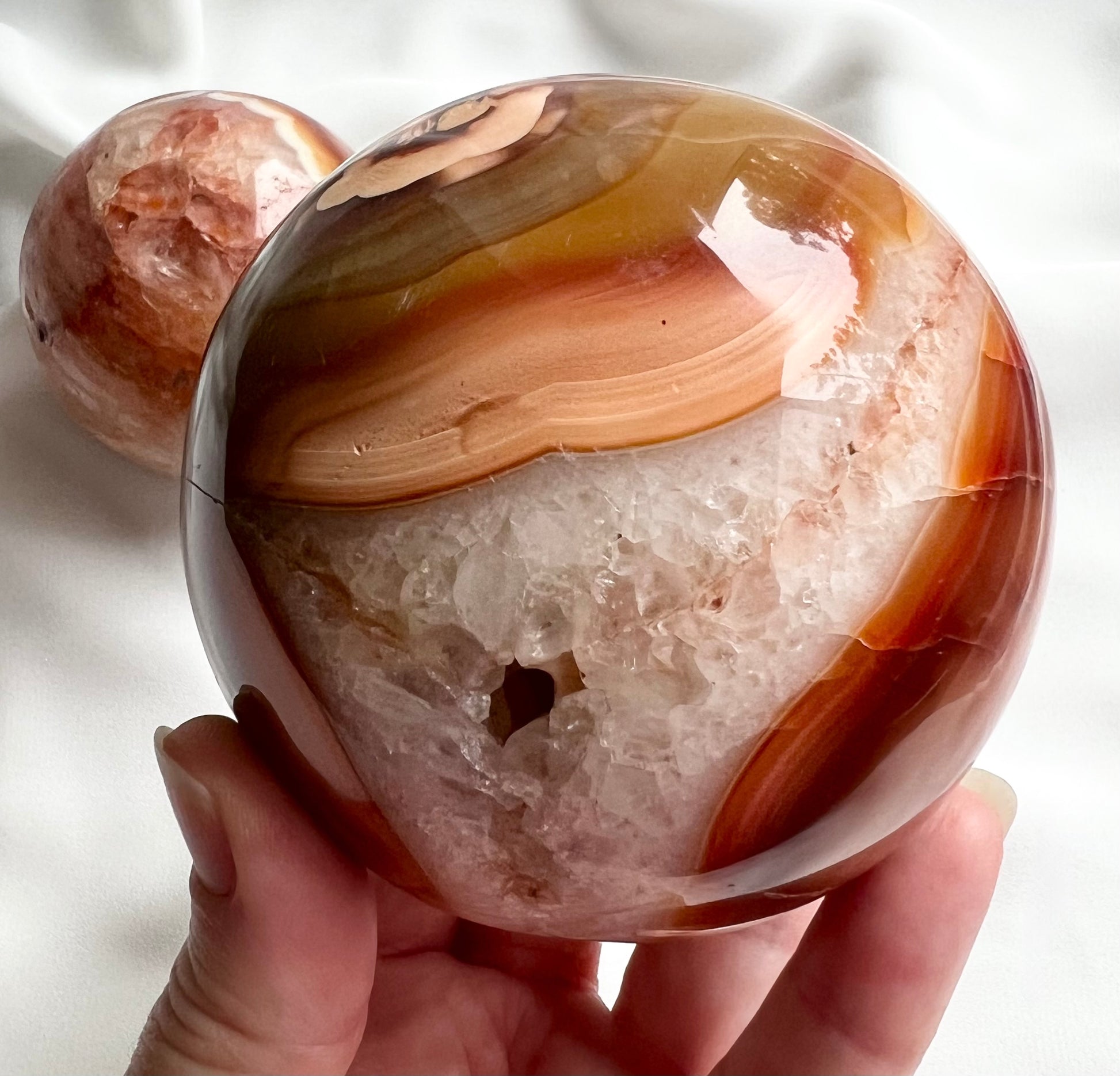 Large Premium Carnelian Sphere Crystal Carving