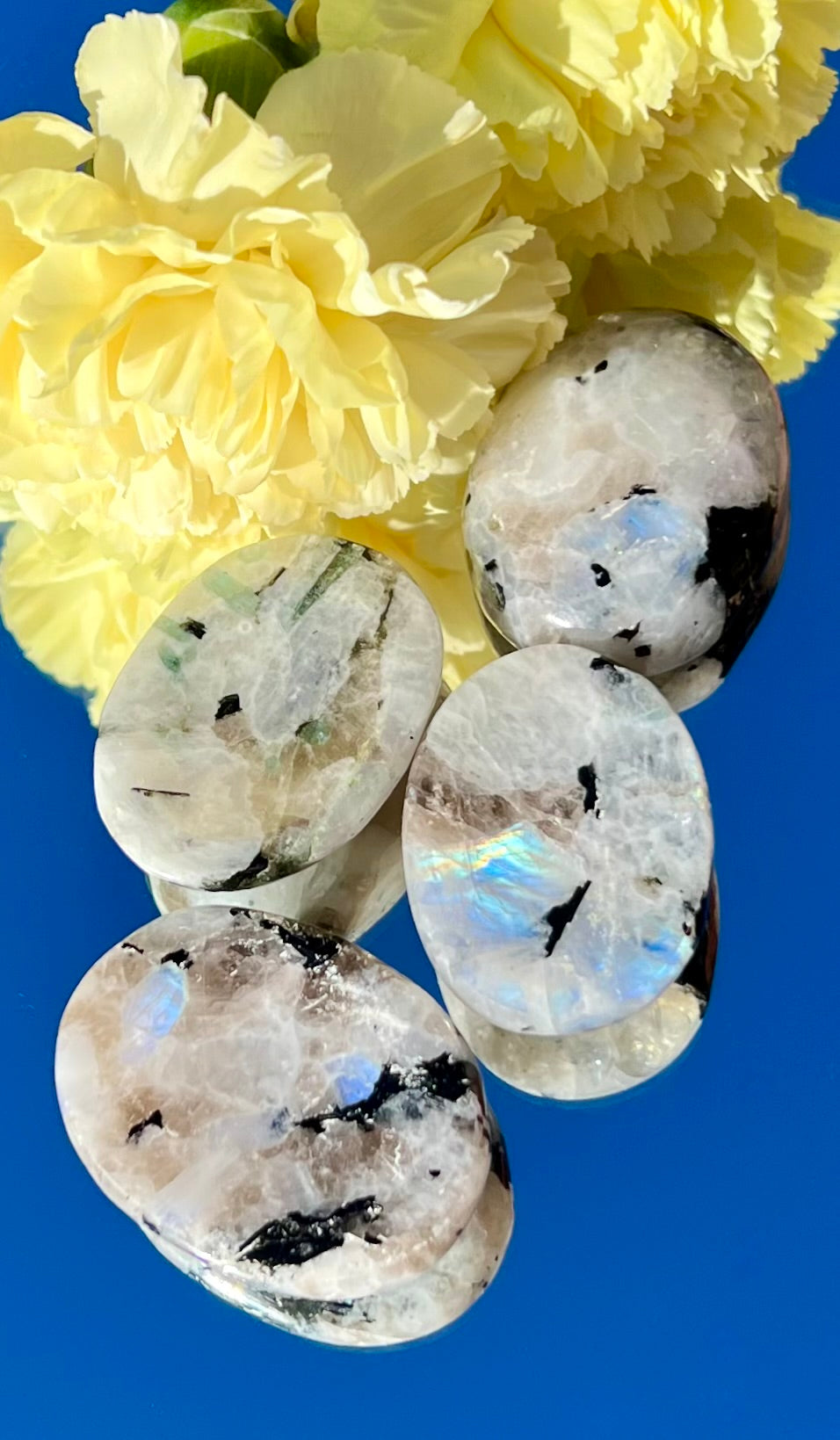 Rainbow Moonstone Crystal Worry Stones