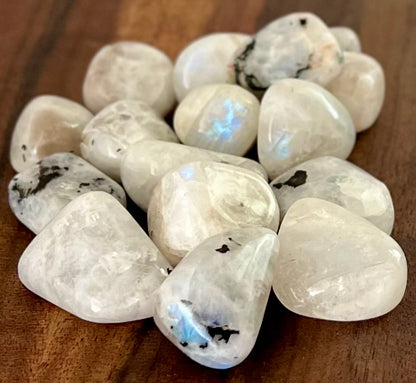 Rainbow Moonstone Polished Crystal Tumbles with Flash