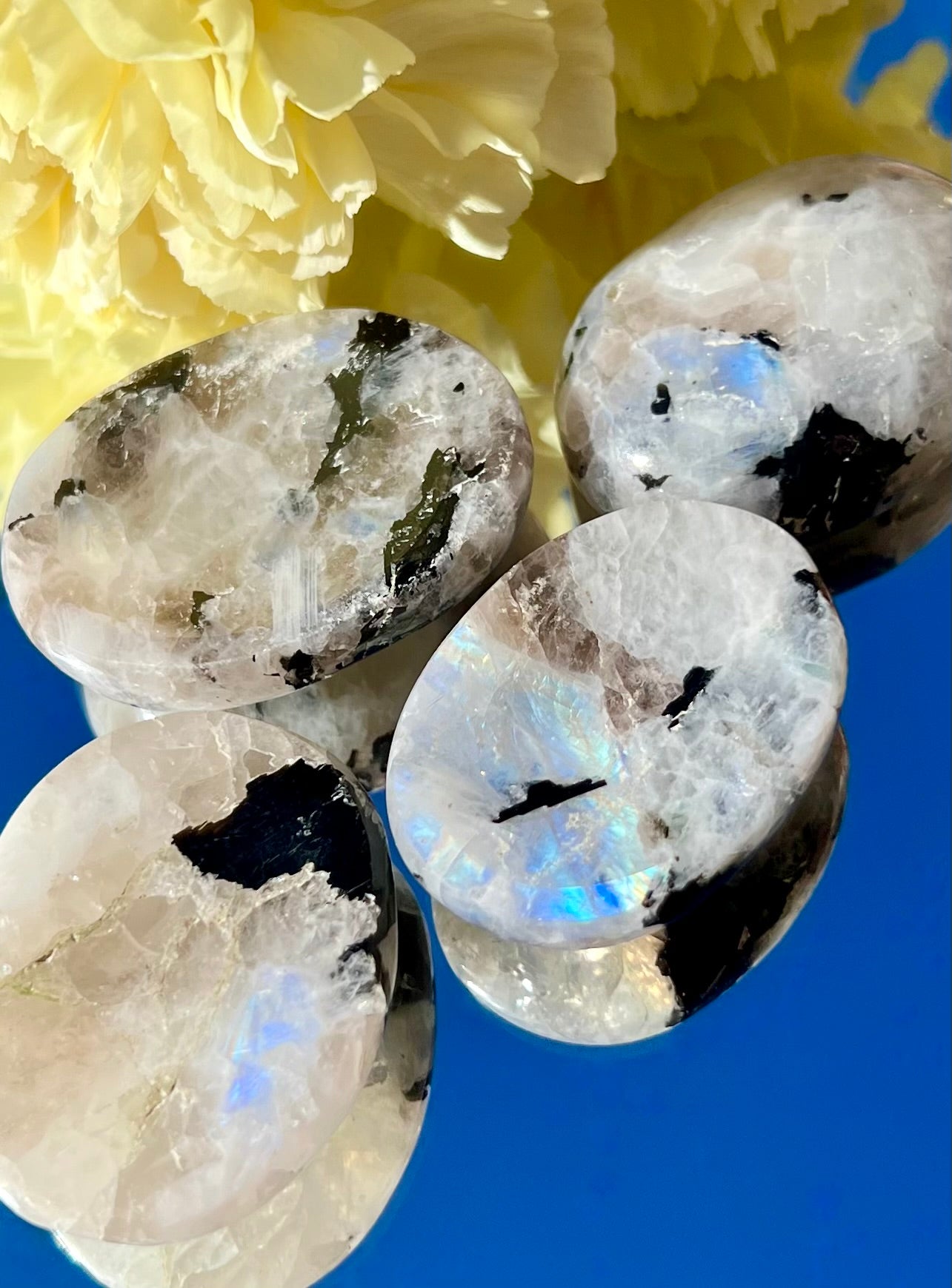 Rainbow Moonstone Crystal Worry Stones