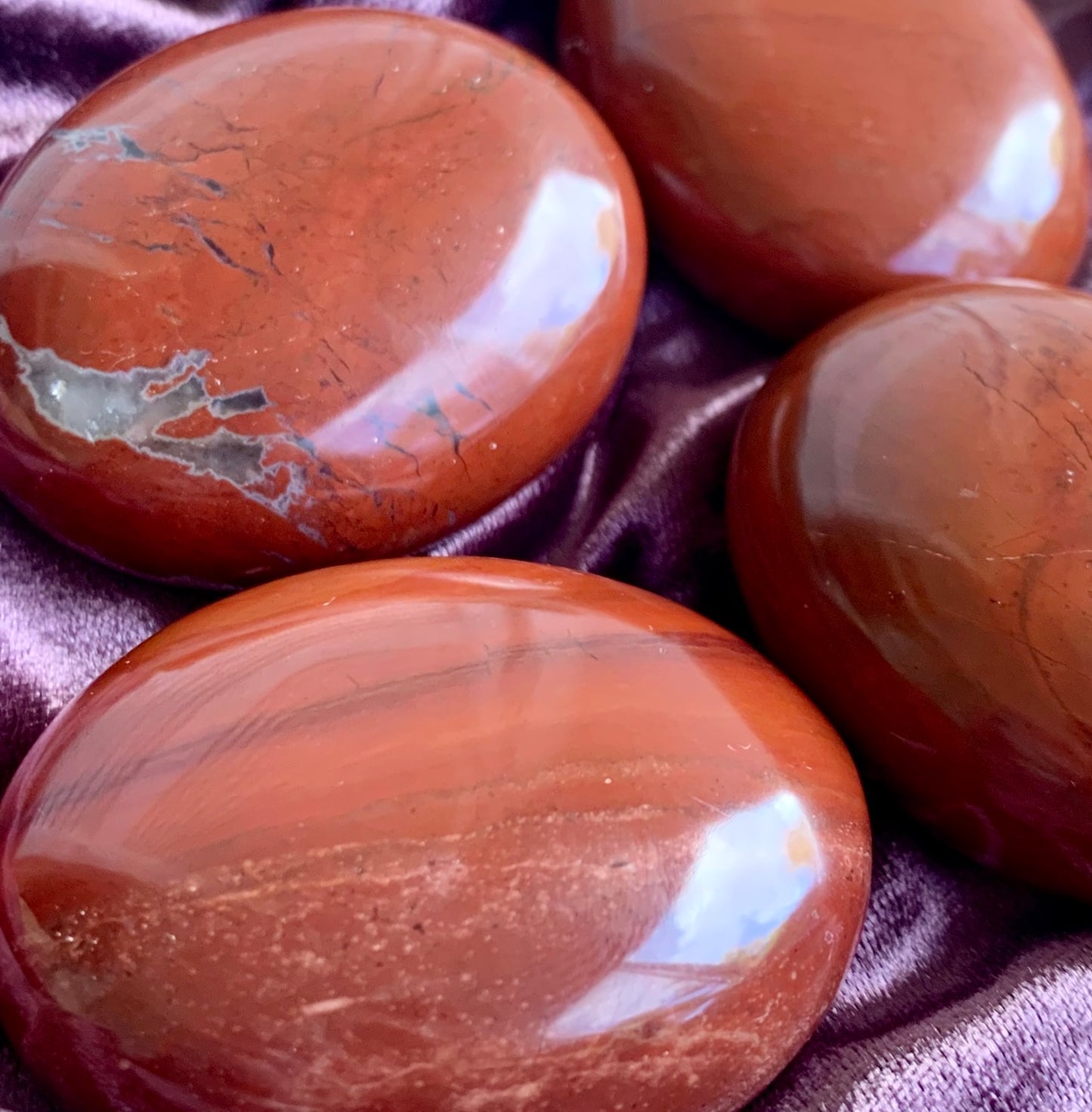 Red Jasper Polished Crystal Palm Stones