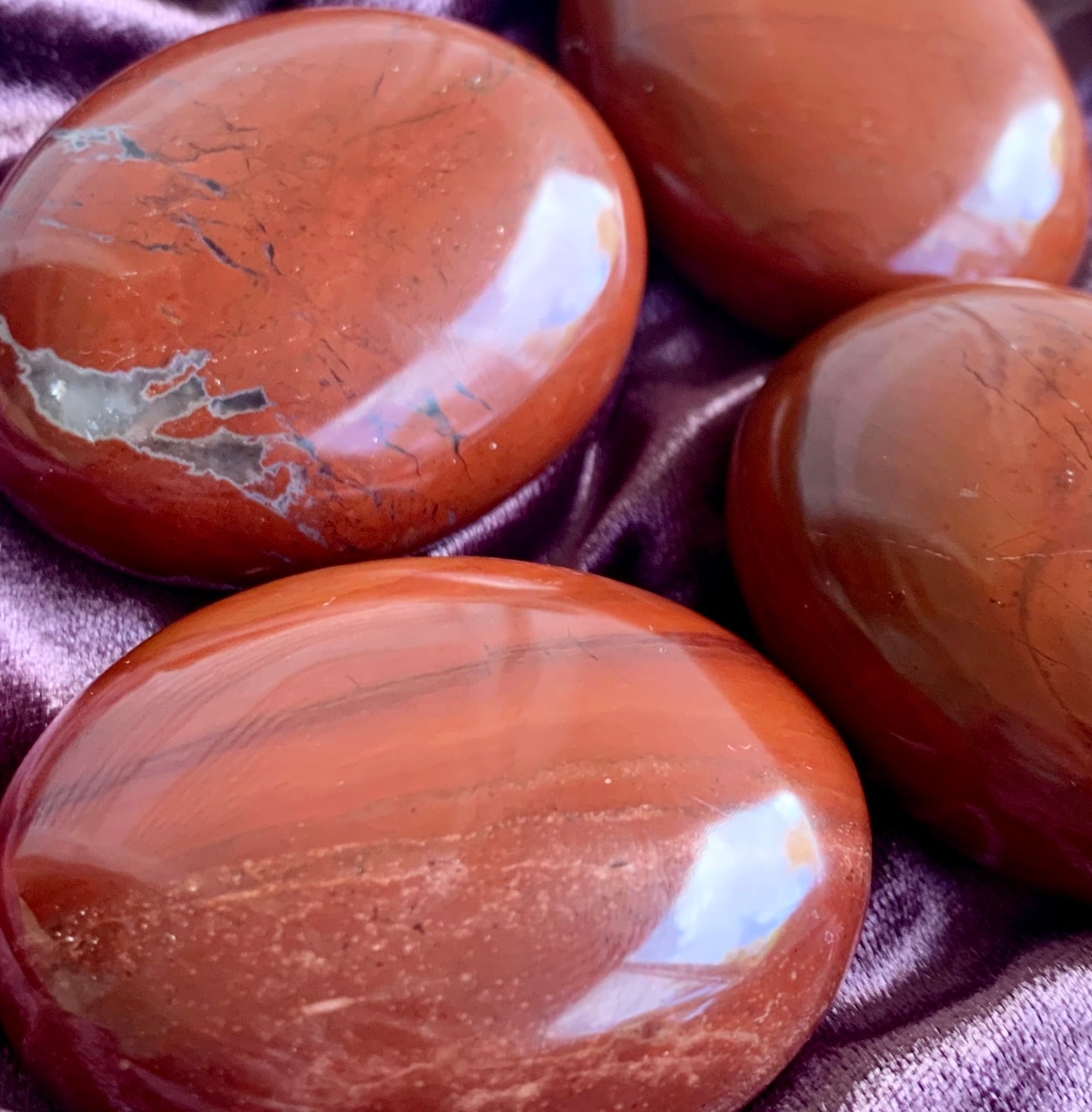 Red Jasper Polished Crystal Palm Stones