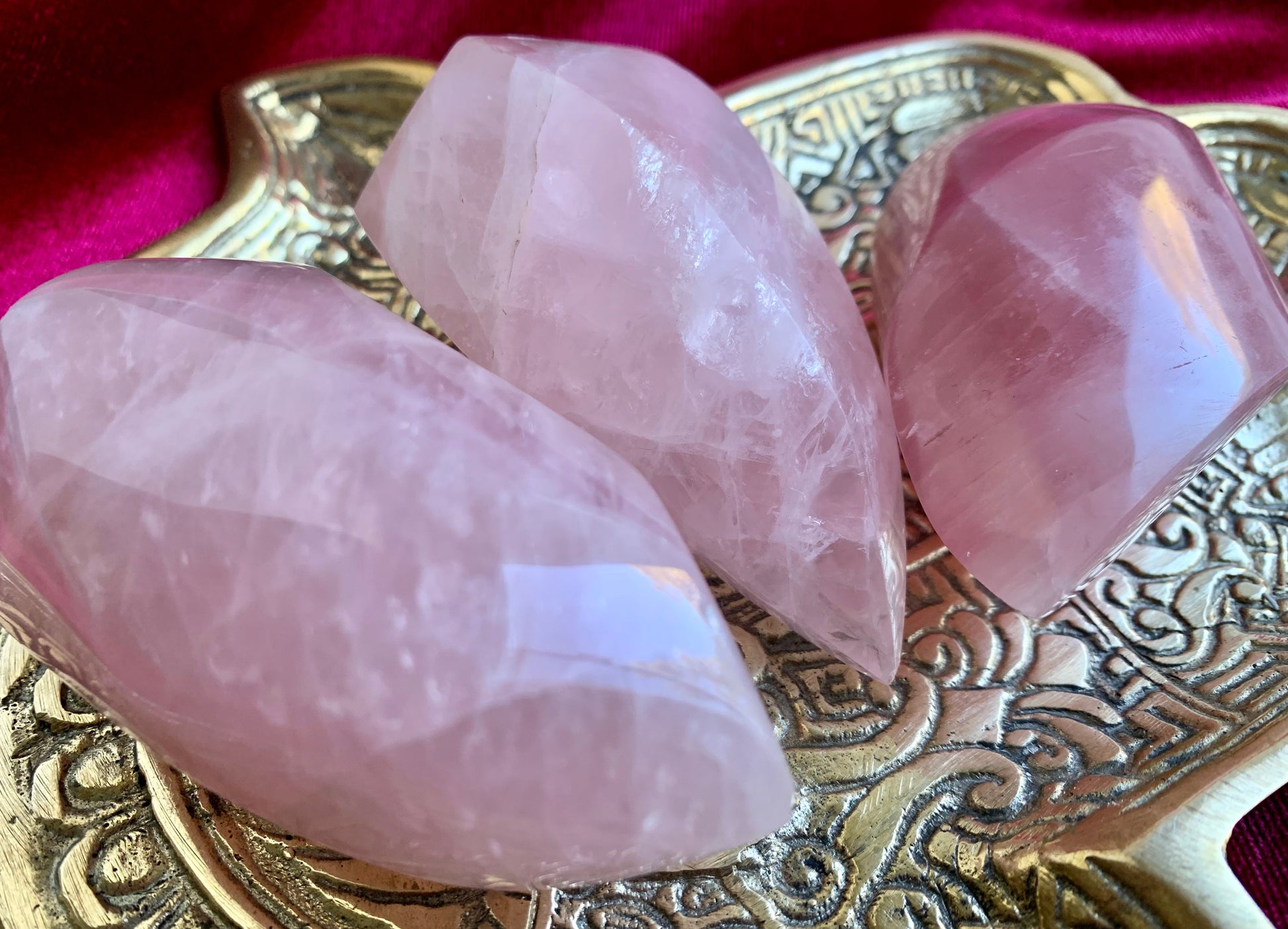 Rose Quartz Crystal Flame Carving