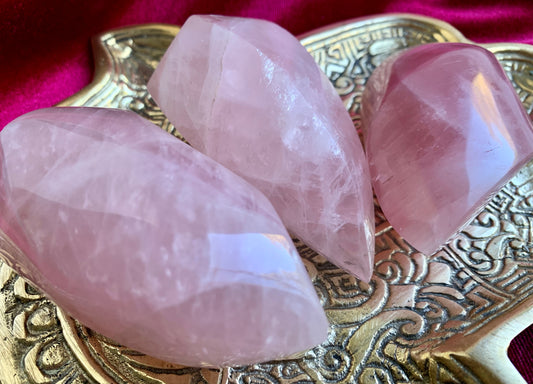 Rose Quartz Crystal Flame Carving