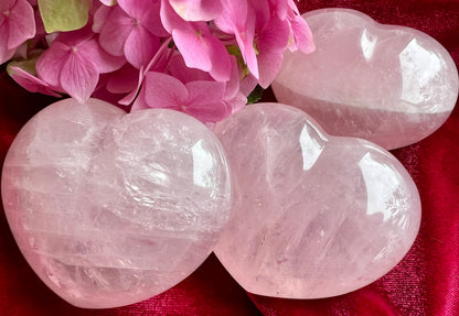 Rose Quartz Crystal Heart Carvings