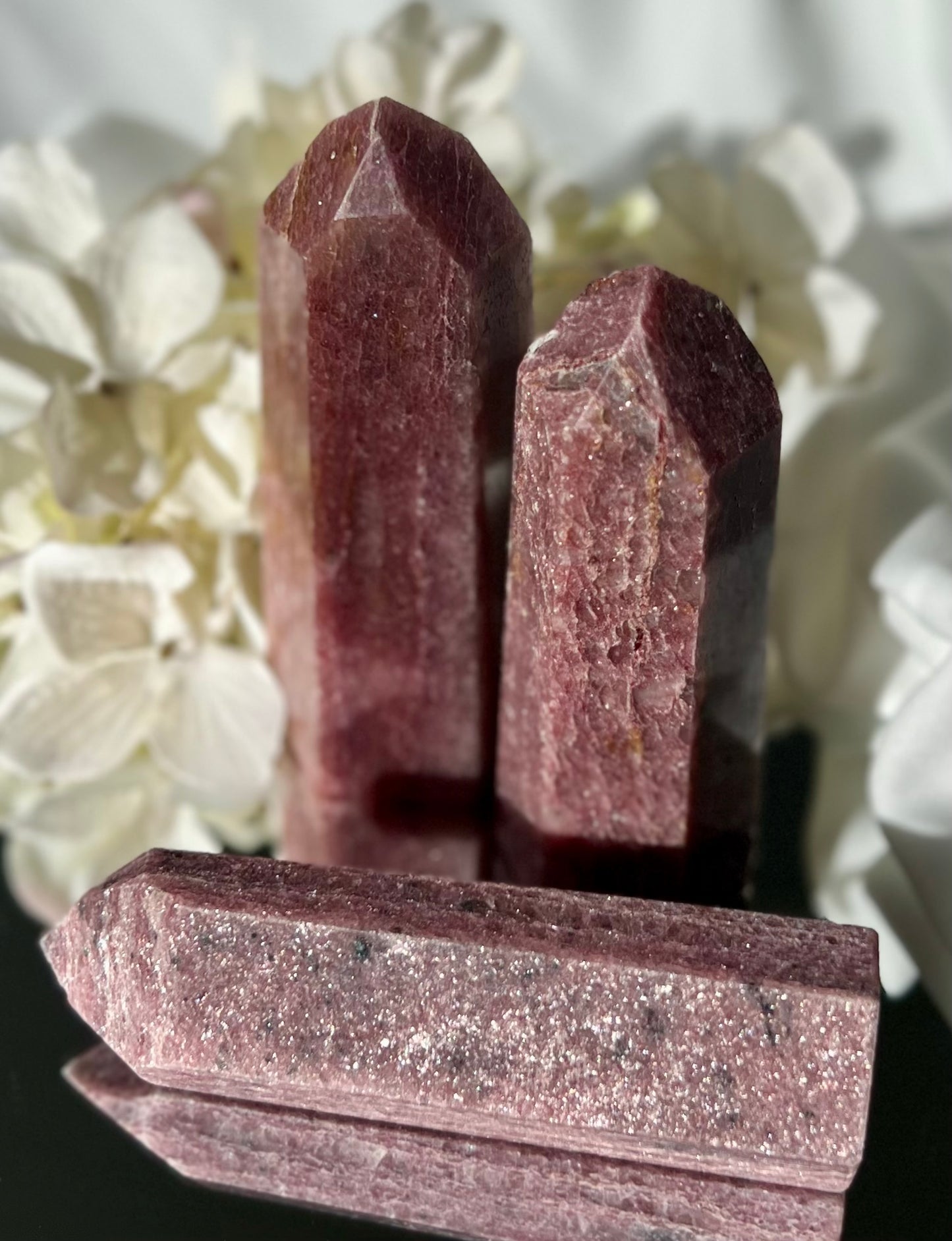 Strawberry Quartz Crystal Generator Point Carvings