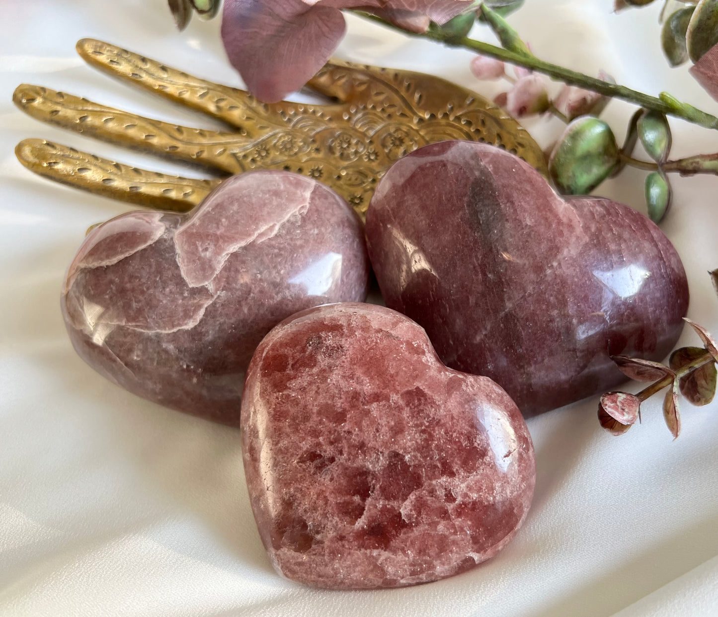 Strawberry Quartz Crystal Heart Shape Carving