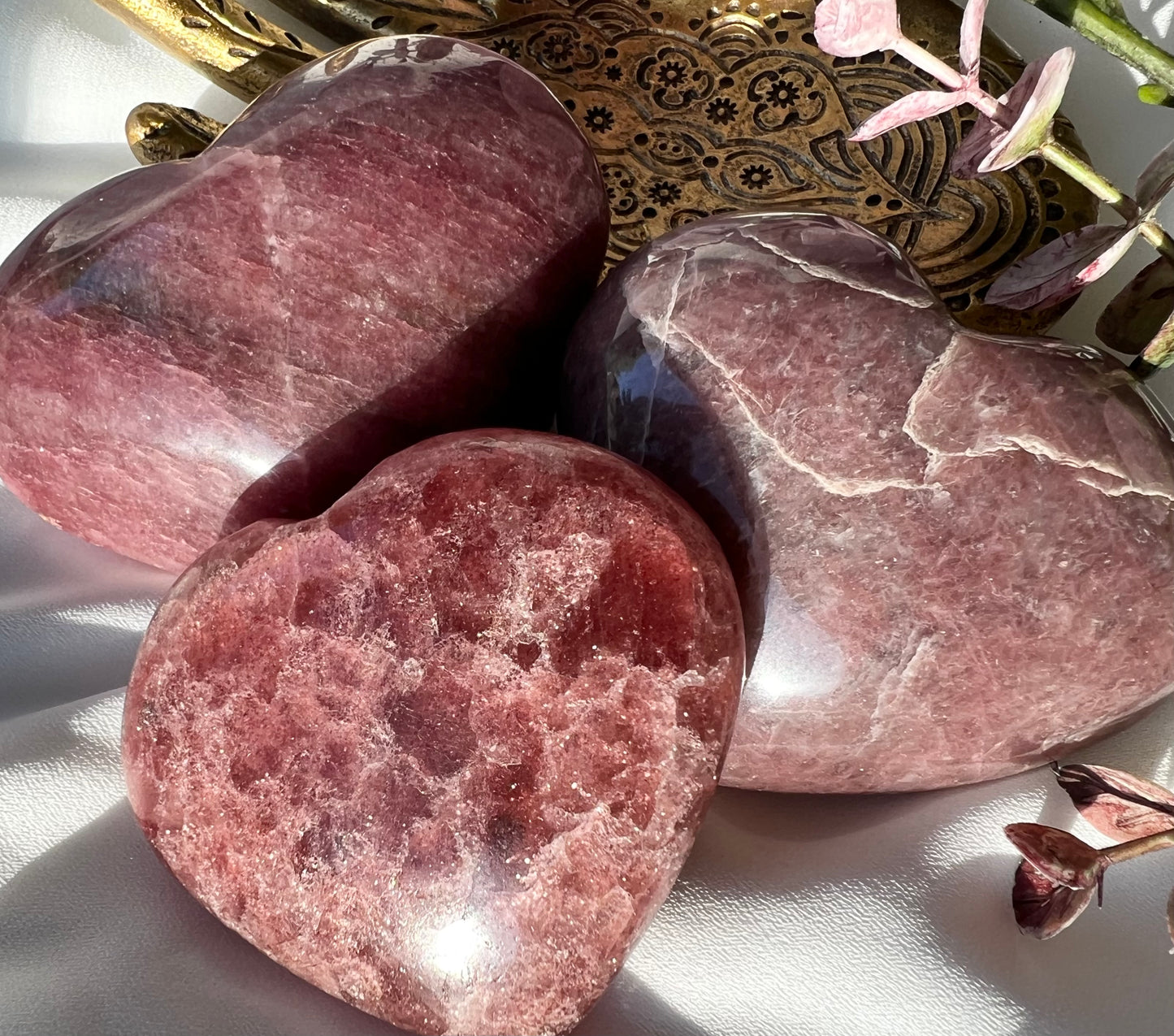 Strawberry Quartz Crystal Heart Shape Carving