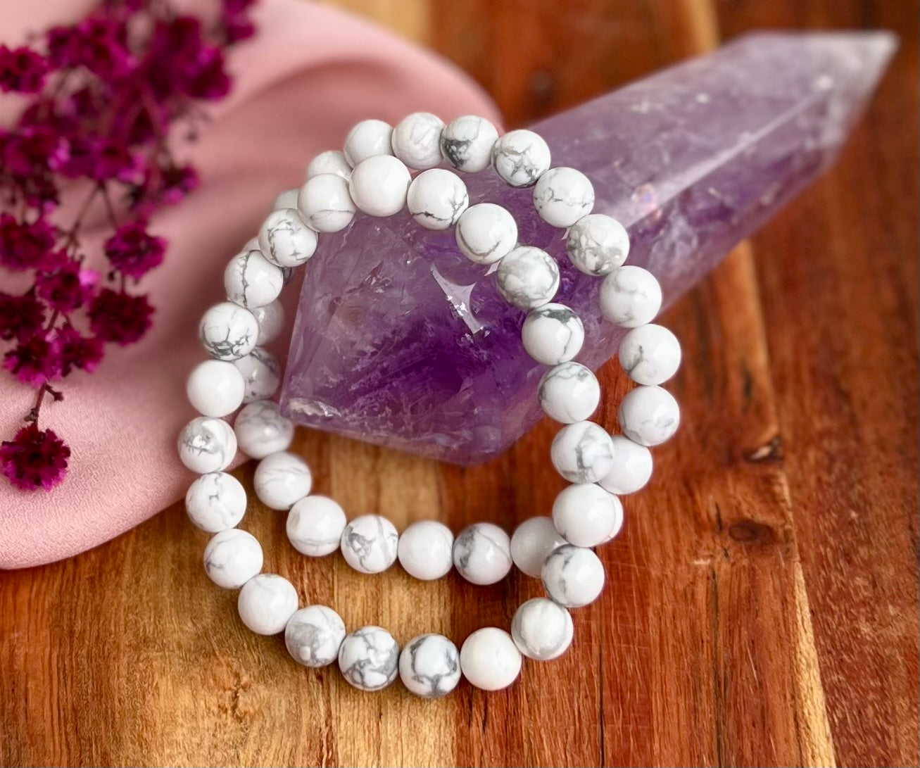 White Howlite Crystal Stretch Bracelet