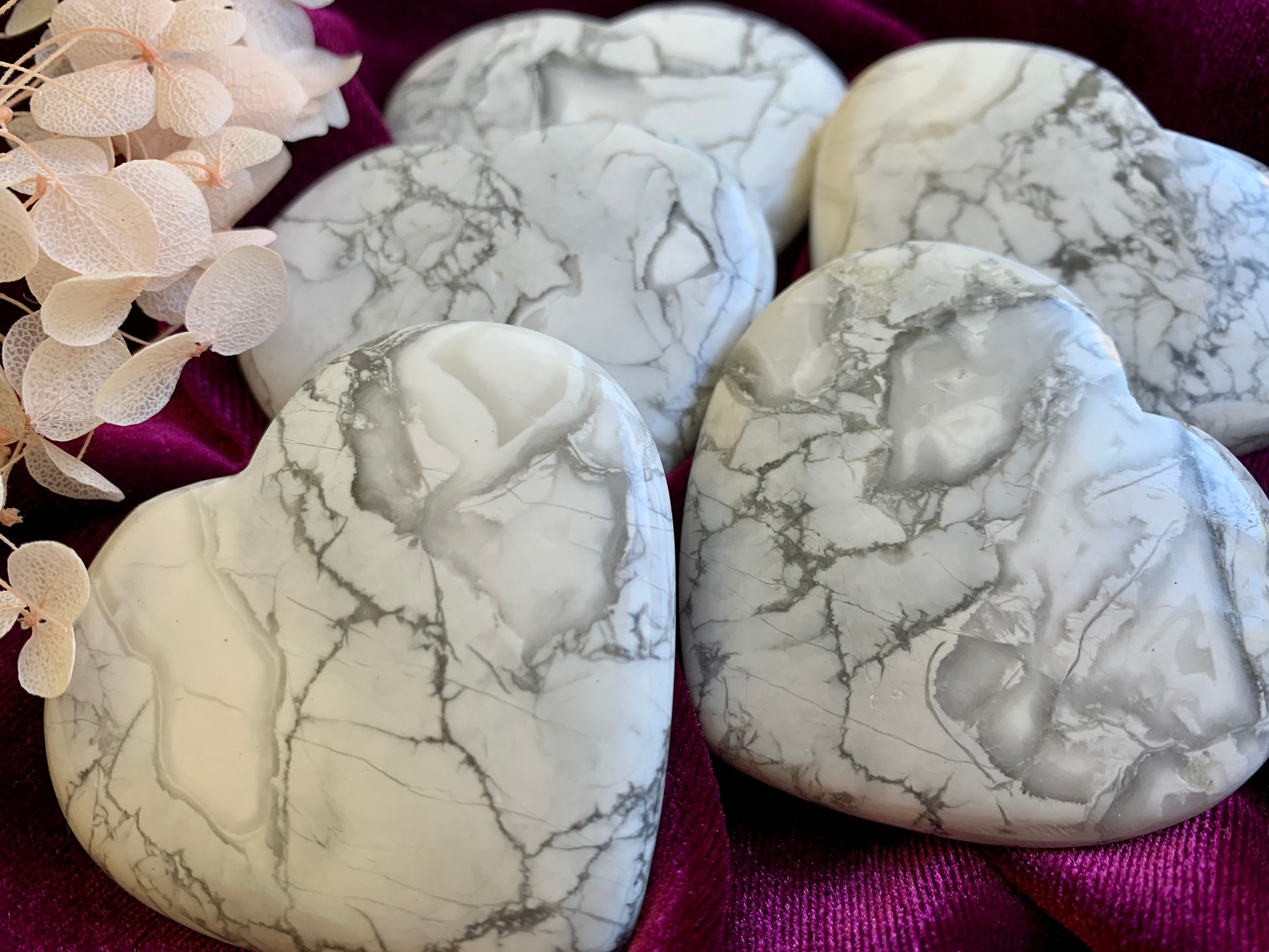 White Howlite Crystal Heart Carving